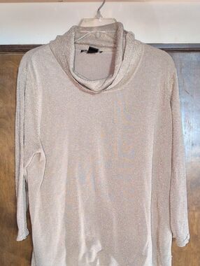 Norton McNaughton Shimmery Cowl Neck Sweater - Light Champagne
